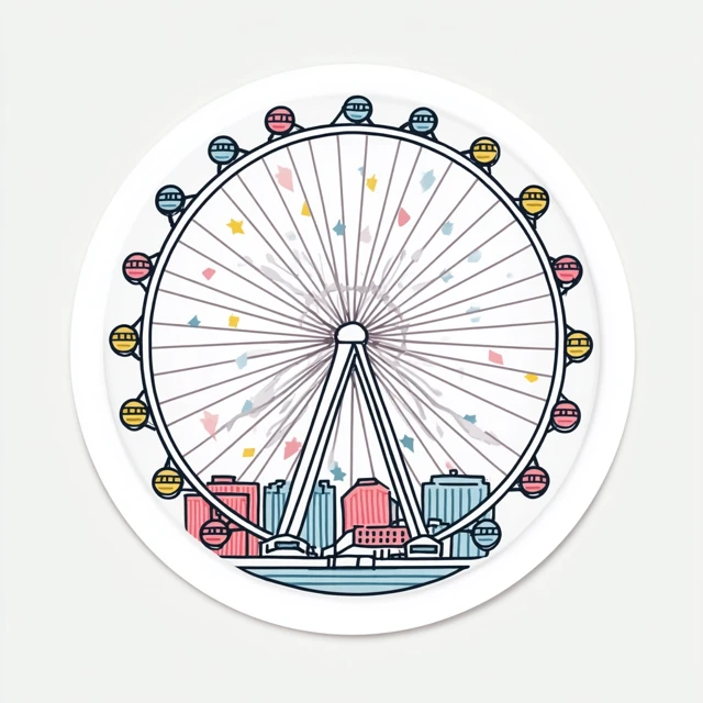 Las Vegas High Roller Wheel Sticker - Line Art Design
