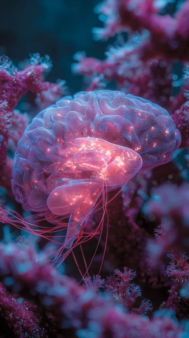 Brain Coral Reef Neon Prismatic Art
