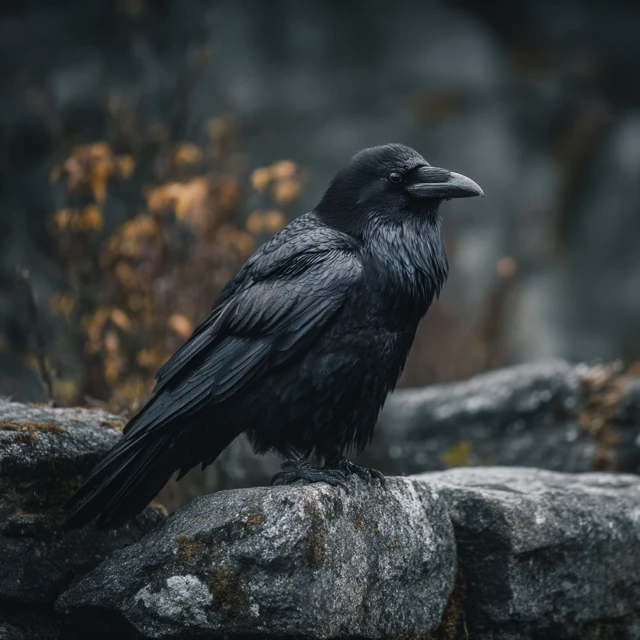 Raven Perched on a Stone Nature Photography