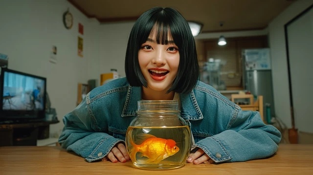 Korean Woman Goldfish in Jar Professional Quality