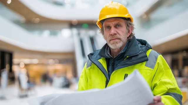 Construction Engineer Holding Blueprints