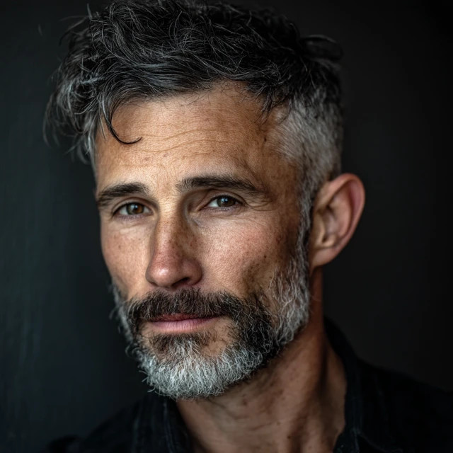 Portrait of a Mature Man with Gray Hair