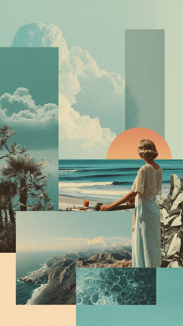 Summer Nature Collage Minimalist Art Illustration