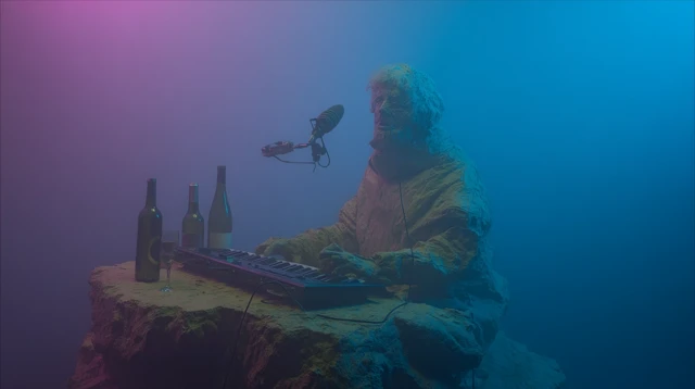 Rock Musician Sculpture Playing Keyboard