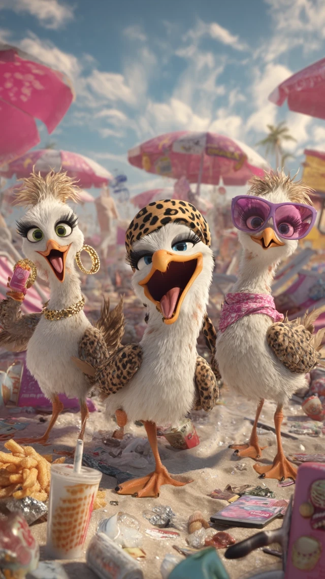 Funny Seagull Beach Party 3D Animation