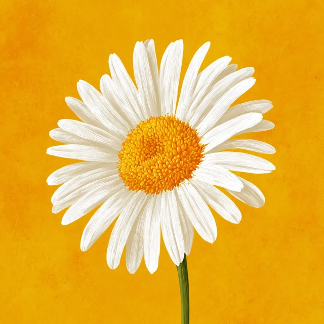 Daisy Illustration White Petals Yellow Pistil