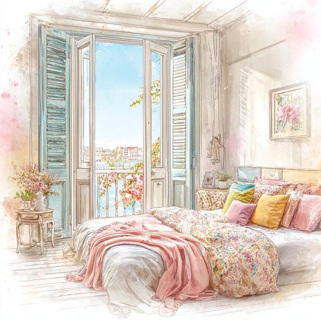 Boho Bedroom Pastel Colors Country View