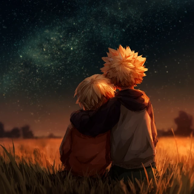 Bakugo and Kaminari Under the Stars Anime Art