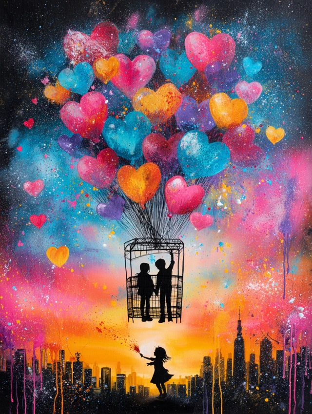 Heart Balloon Painting Graffiti Pop Art