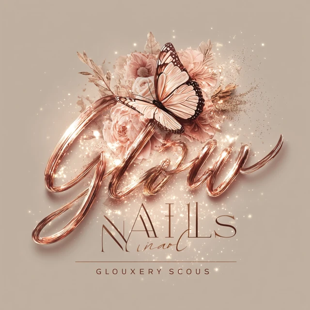 Glow Nails Logo Elegant Butterfly Design