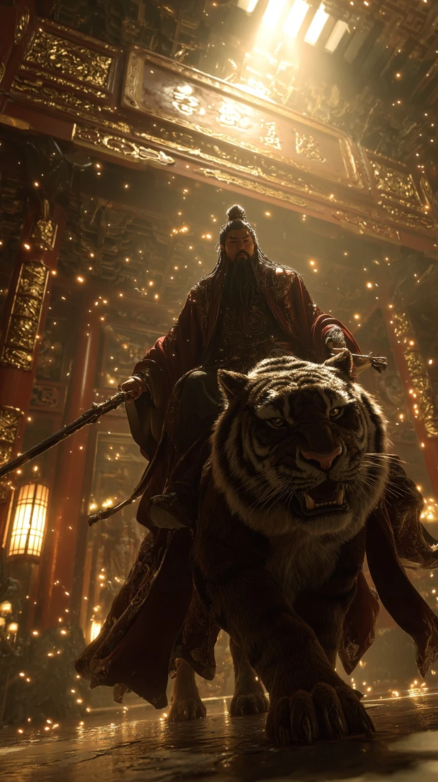 Zhang Tianshi Taoist Master Riding Tiger 3D