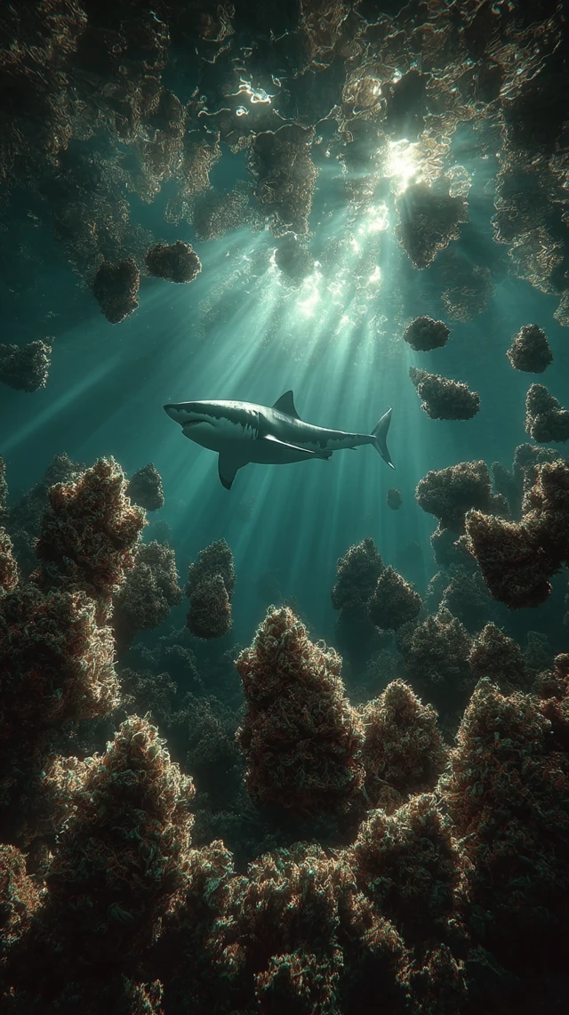 Underwater Shark and Cannabis Nug Dreamscape