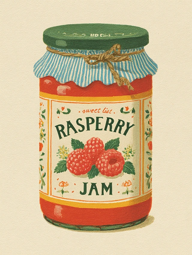 Vintage Raspberry Jam Illustration Cozy Sweet