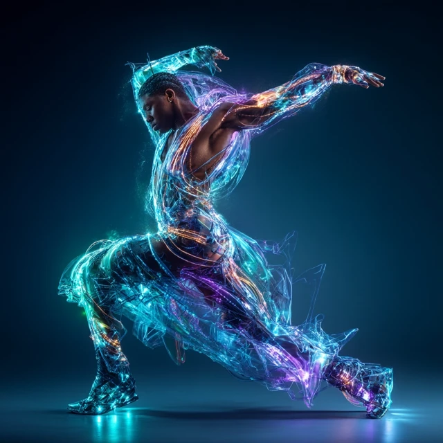 Futuristic Dancer Young Man Neon Glow