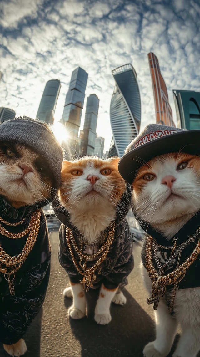 Rapper Cats in Moscow Urban Scene