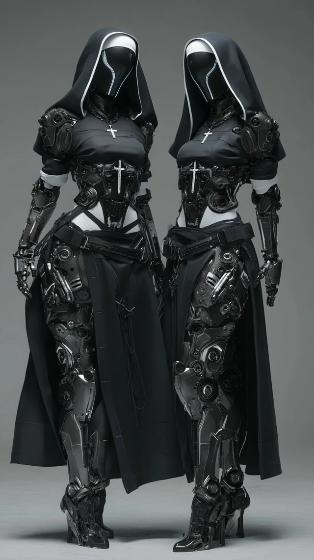 Cyberpunk Battle Nuns: Cyborgs in Black Gear