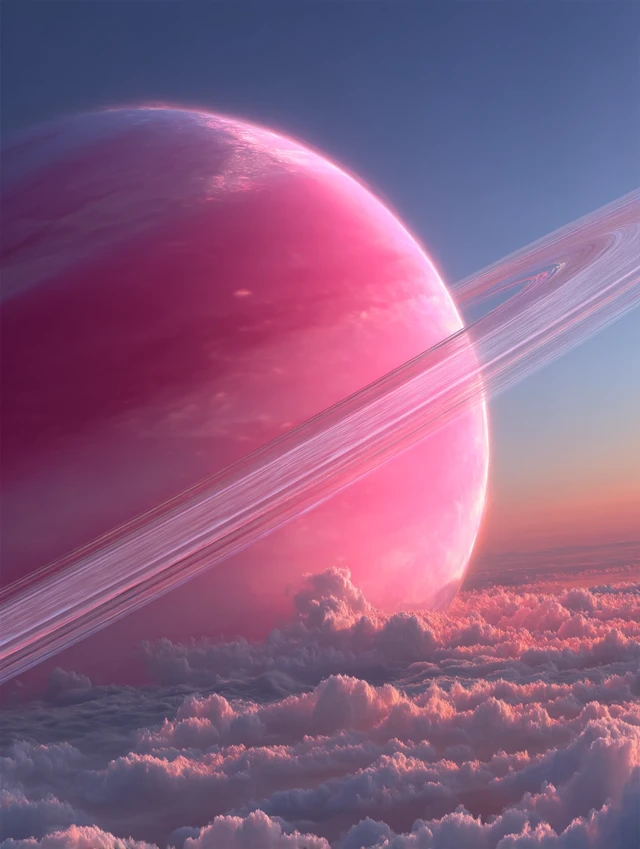 Enigmatic Planet with Swirling Rings in Vibrant Colors