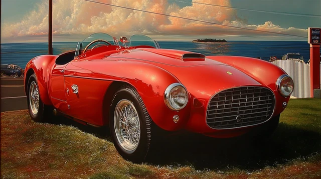 Ferrari Barchetta Oil Painting Pacific Coast Highway