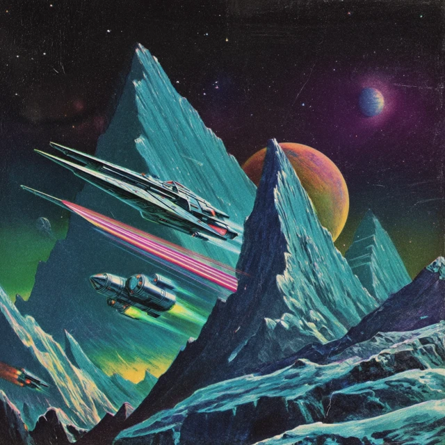 Retro SciFi Space Art Album Cover