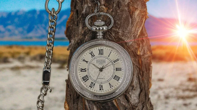 Melting Pocket Watch Surreal Desert Scene