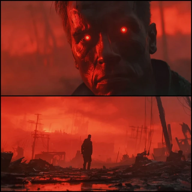 Terminator 2 Iconic Scene T800 Post Apocalyptic Battlefield