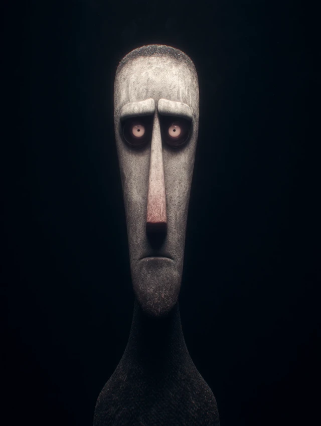 3D Alien Character Design on Black Background