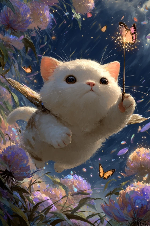 Fantasy Kitten in a Meadow