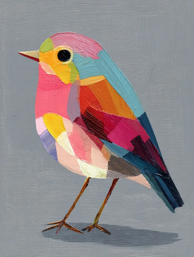 Colorful Bird Illustration Inspired by Matisse