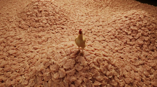 Raw Chicken Cutlets Pile Documentary Style