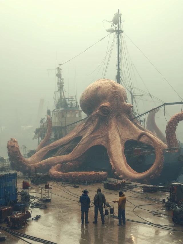 Giant Octopus Attacks Fishing Boat