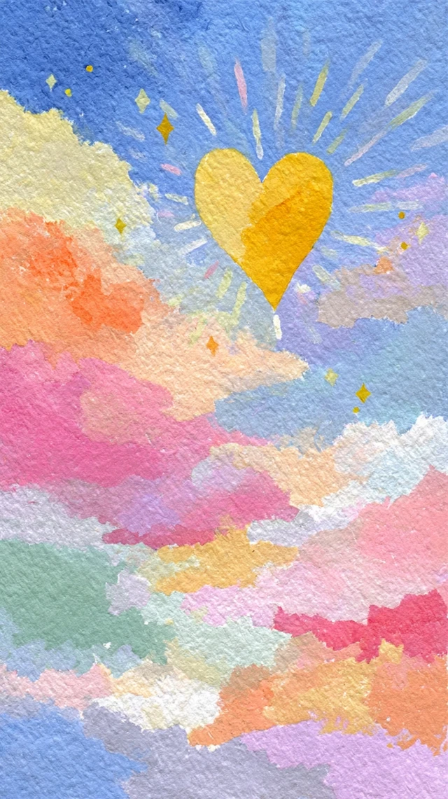 Watercolor Heart in Pastel Clouds Album Art