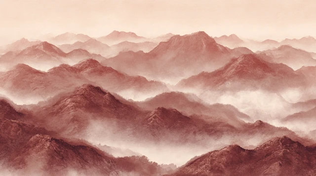 Chinese Ink Wash Landscape Painting Ethereal Mountains