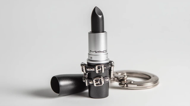 MAC Lipstick in Police Costume on White Backdrop