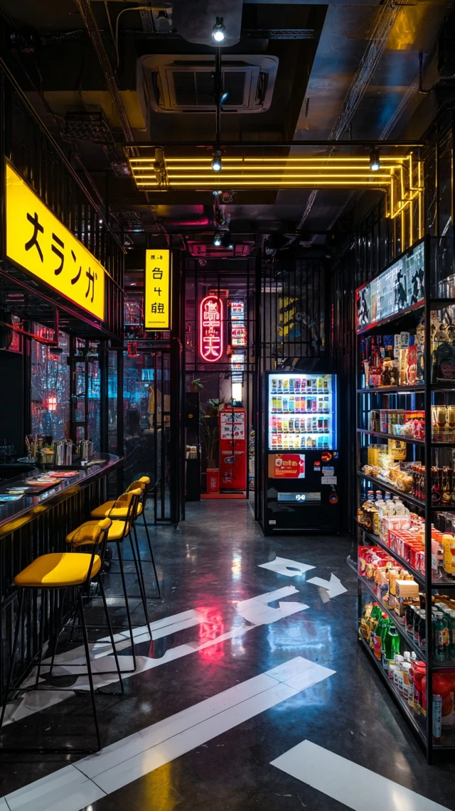 Japanese Cyberpunk PopUp Store Food and Drink