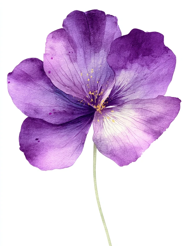 Watercolor Violet Flower Clipart