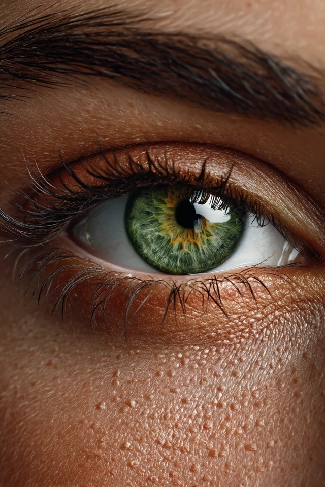 Striking Green Eye Closeup Iris Detail