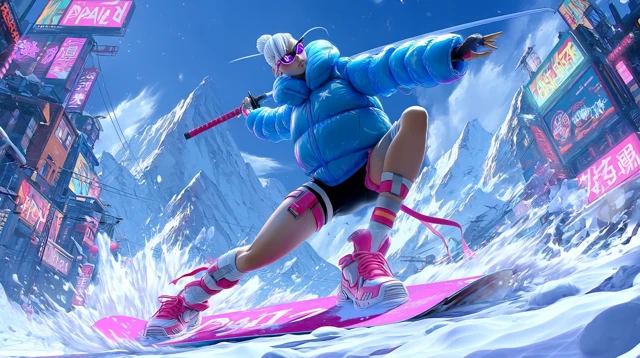 Futuristic Warrior PAIRE Snowboarding Anime