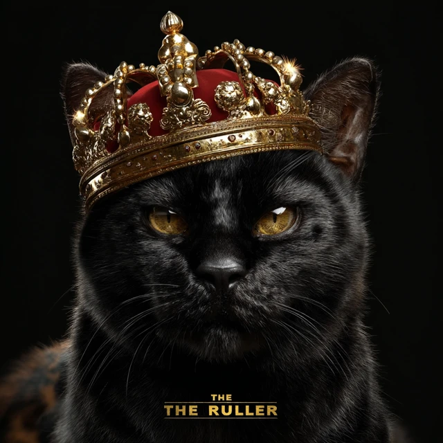 Black Cat The Ruler In Shiny Gold Crown