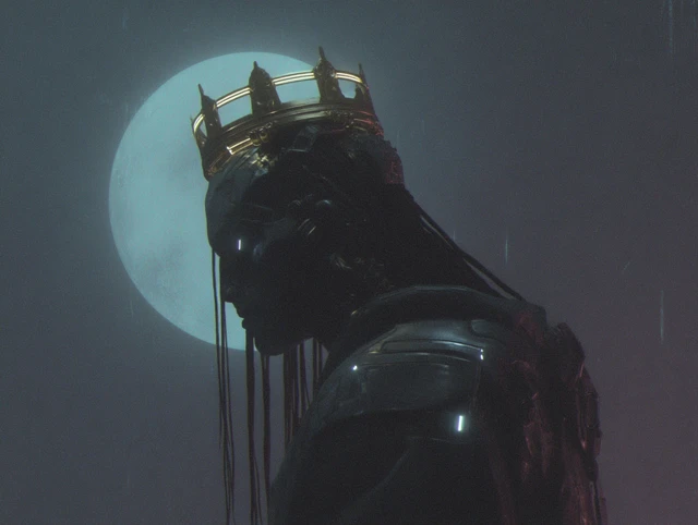 Cyberpunk Android King Surreal Digital Art