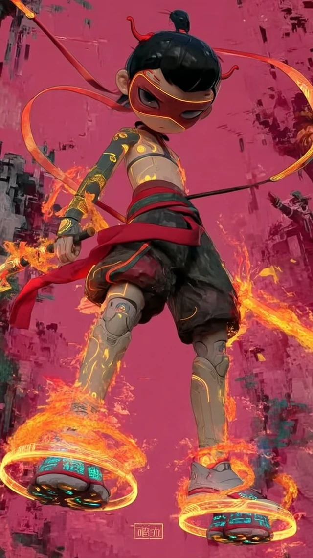 Cyberpunk Nezha: Chinese God in Futuristic City