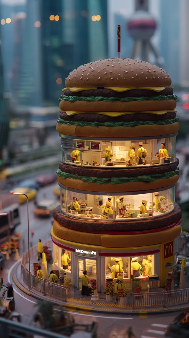 Giant McDonalds Hamburger Store in Shanghai