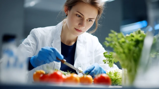 Scientist in Lab: Analyzing Fruit and Veggies