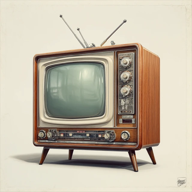 Retro CRT Television Illustration 1950s Nostalgic Design