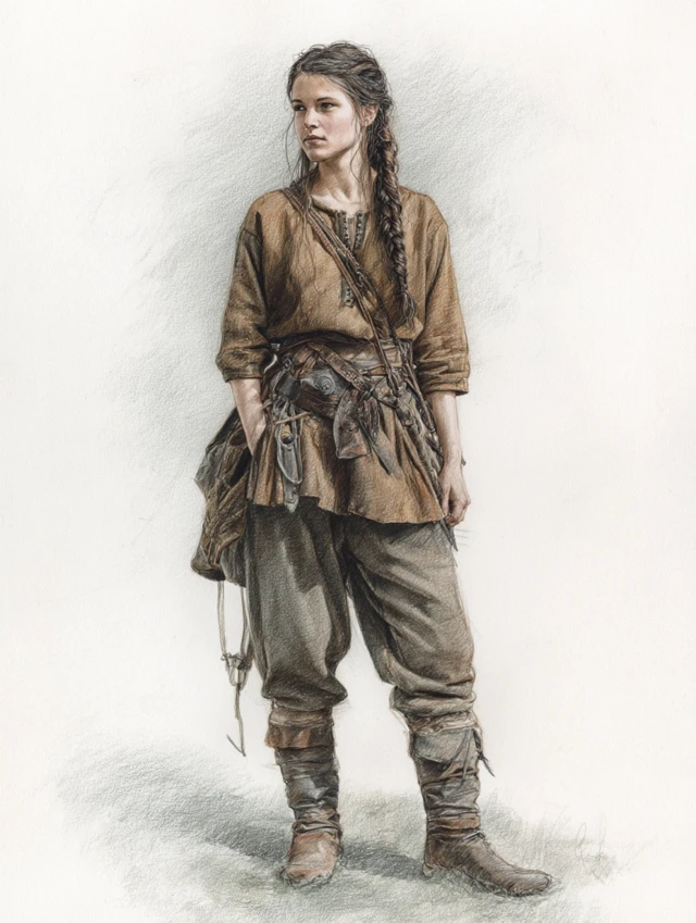 Anglo Saxon Woman Watercolor Illustration