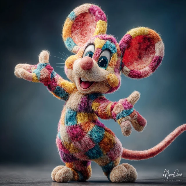 Colorful Origami Rat 3D Cartoon Character