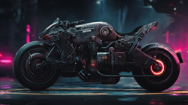 Cyberpunk Motorcycle Futuristic Design Illustration