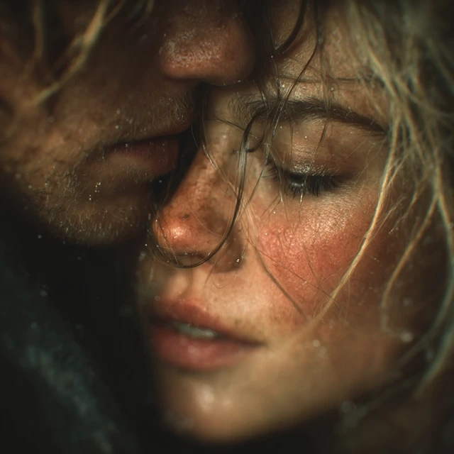 Romantic Couple Embrace: Realistic Close-Up Shot