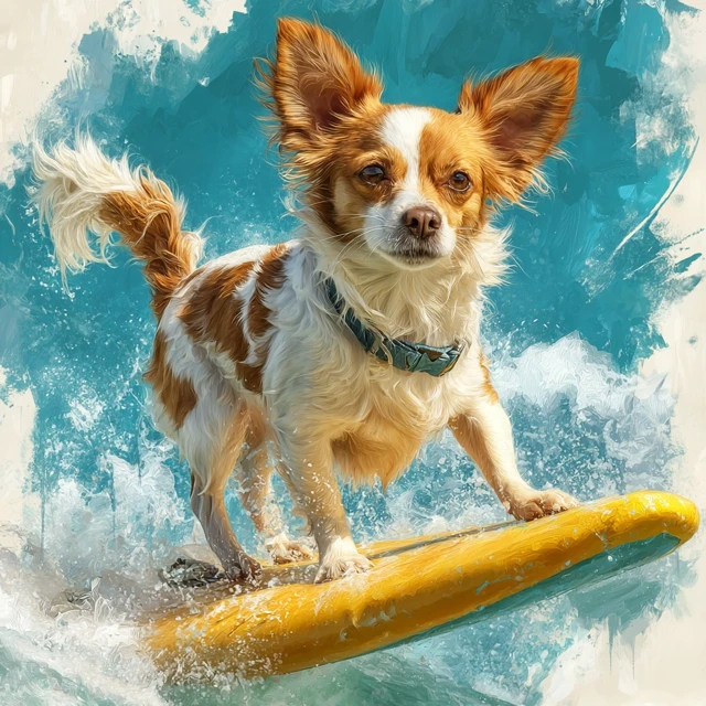 Chihuahua Surfing Adorable Dog on a Surfboard