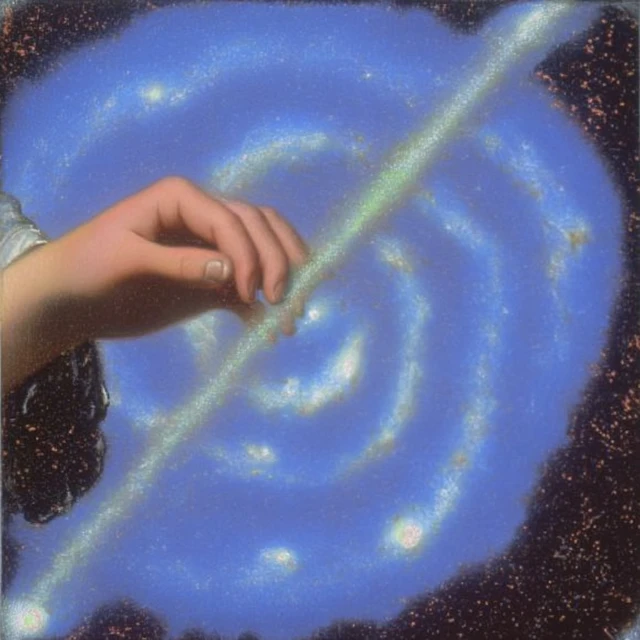 Hands Holding Galaxy Art in Pastel Colors