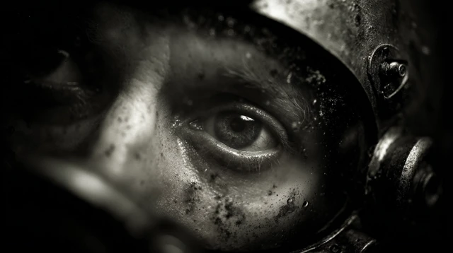 Astronauts Eerie Eyes Close Up in Giger Style